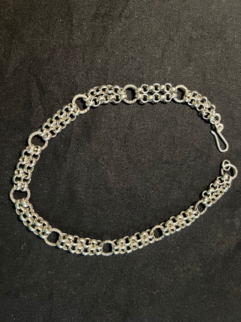 Vintage Sterling Silver Multistrand Artisan 90s Necklace Choker-Heavy 54g-15.25”